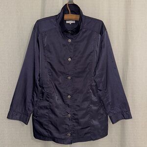 BLACK PEPPER 10 Eggplant Purple Mock Neck Snap Closure Light Rain Jacket